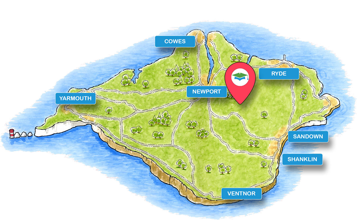 School trip Isle of Wight location map for Robin Hill Country Park